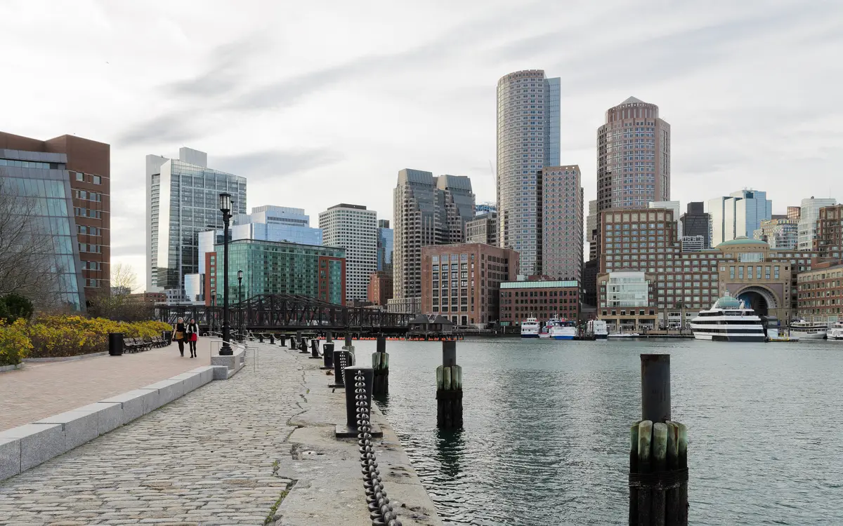 Web design in Boston: Boston skyline as seen from Fan Pier Park, South Boston.
