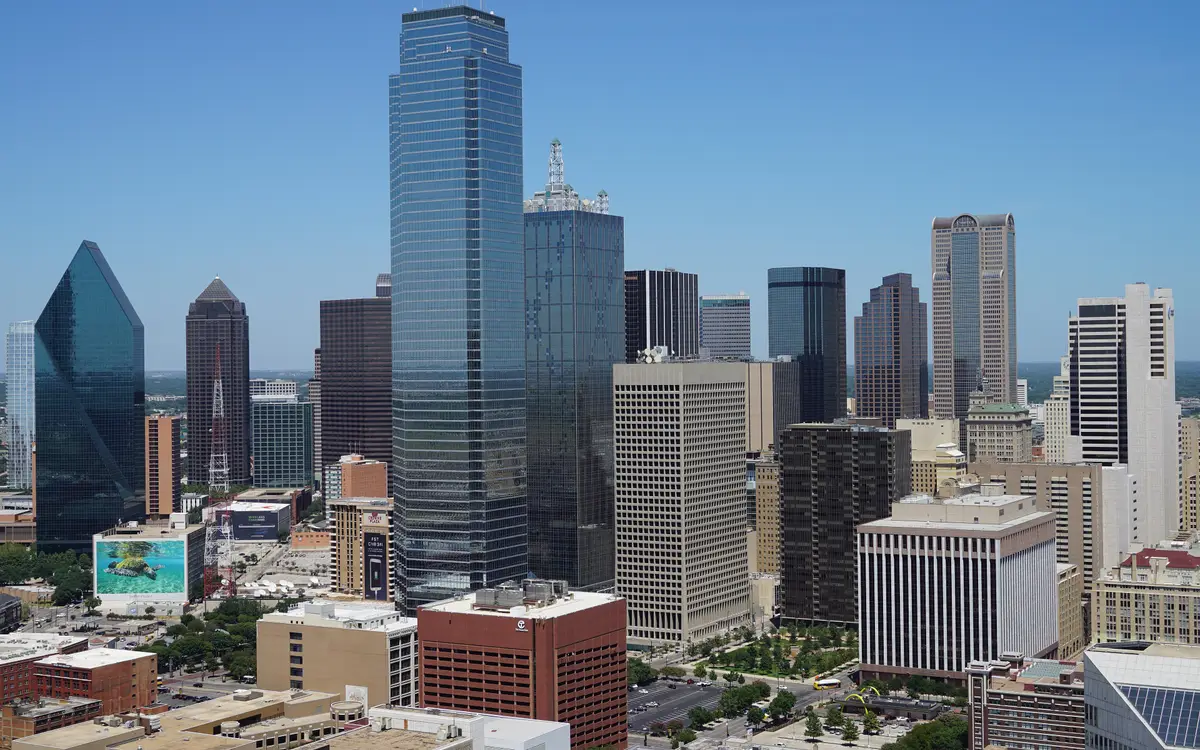 Web design in Dallas: A view of the Dallas skyline from the GeO-Deck of Reunion Tower in Dallas, Texas (United States).
