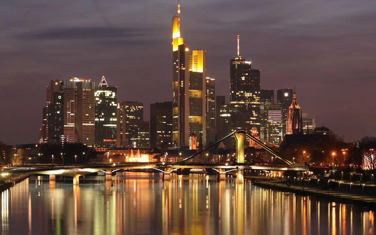 Web design in Frankfurt: Downtown Frankfurt am Main, Germany; seen from Deutschherrn Bridge.