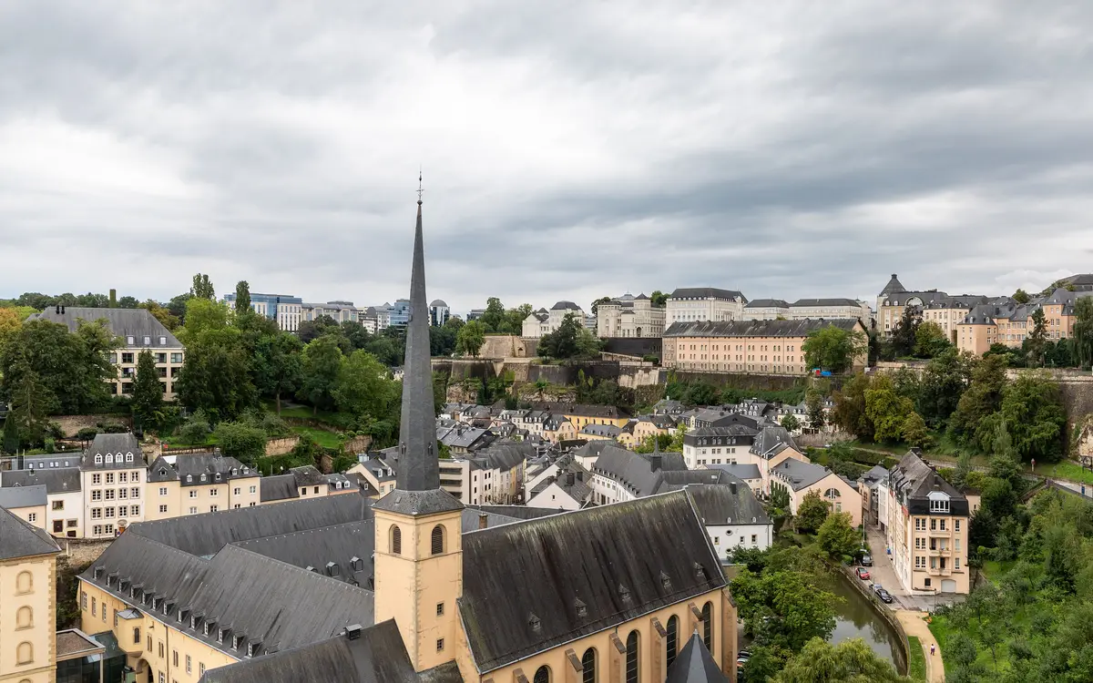 Web design in Luxembourg: View of Grund district and Église Saint-Jean in Luxembourg City, Luxembourg