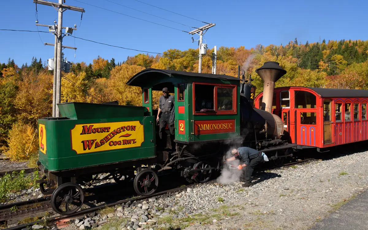 Web design in New Hampshire: Staff working on No. 2 Ammonoosuc, Mount Washington Cog Railway, New Hampshire.